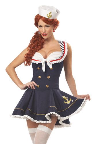 Sexy Womens Retro Navy Sailor Pin Up Girl Fancy Dress Halloween Costume S 2xl Ebay