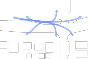 Pedestrian Flow Diagram, Bus Stop Urban Design, Kevin Jingyi Zhang.